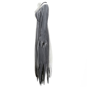 Halloween Disfraz de Novia Cadáver zOMB Fantasma Negro Vestido para Adultos Femenino